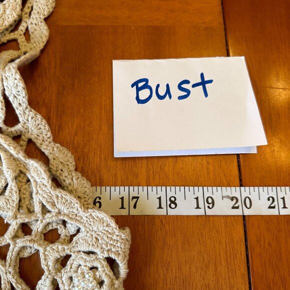 Exclusive Imports cream beaded Knit crochet vests tan bohemian long L - Picture 3 of 7